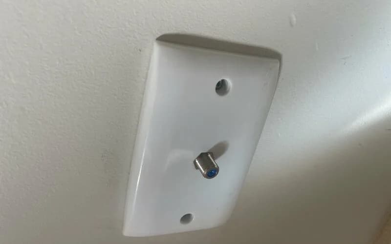 Wall mounted TV with hidden data and antenna outlet