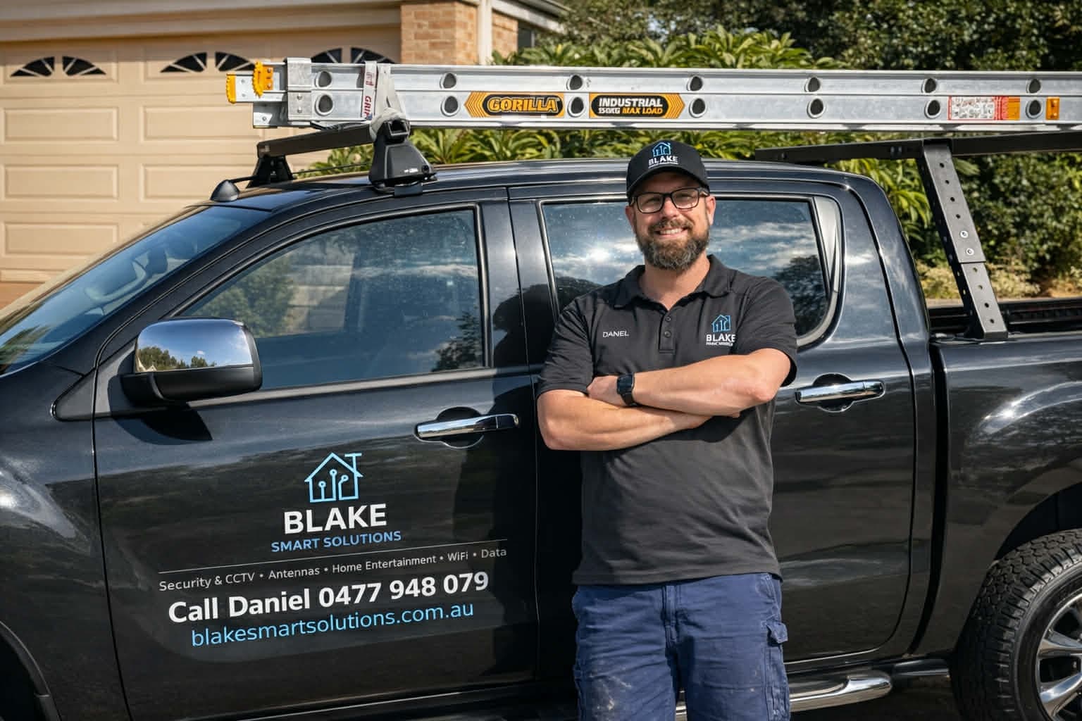 Blake Smart Solutions ute parked outside the workshop